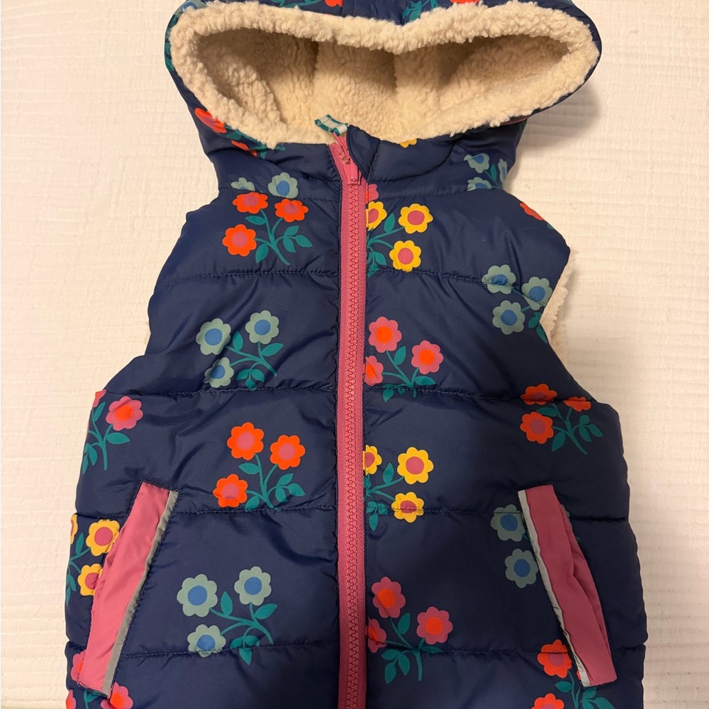 MINI Boden Floral Hooded Puffer Vest